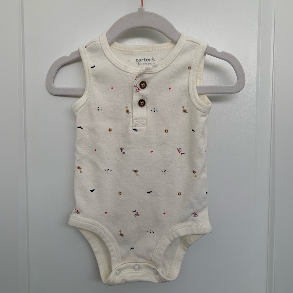 Carter’s Nautical Preppy Infant Boy Sleeveless Onesie Bodysuit 6M